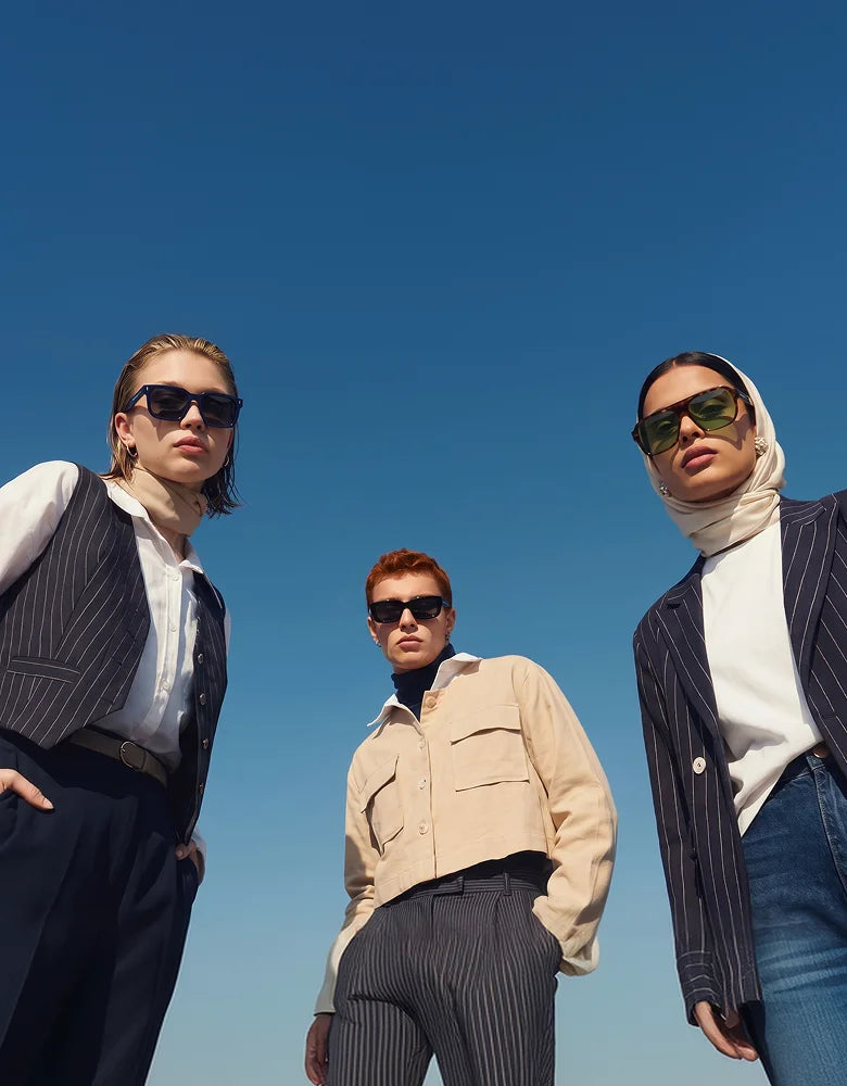 Three models wearing Waylon Smith sunglasses, lifestyle collection banner